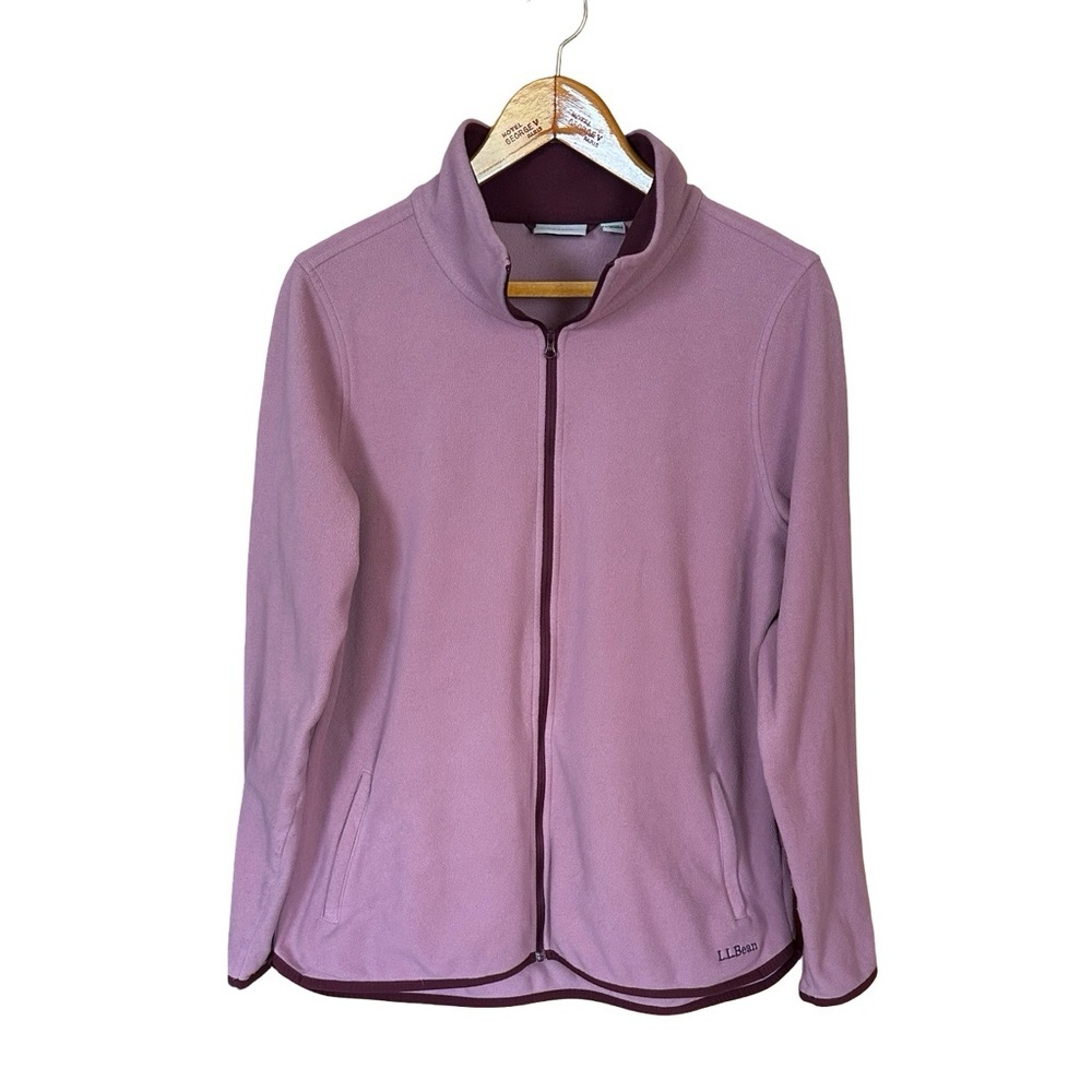LL Bean Full Zip Lightweight Fleece Jacket Mauve L - Picture 8 of 8